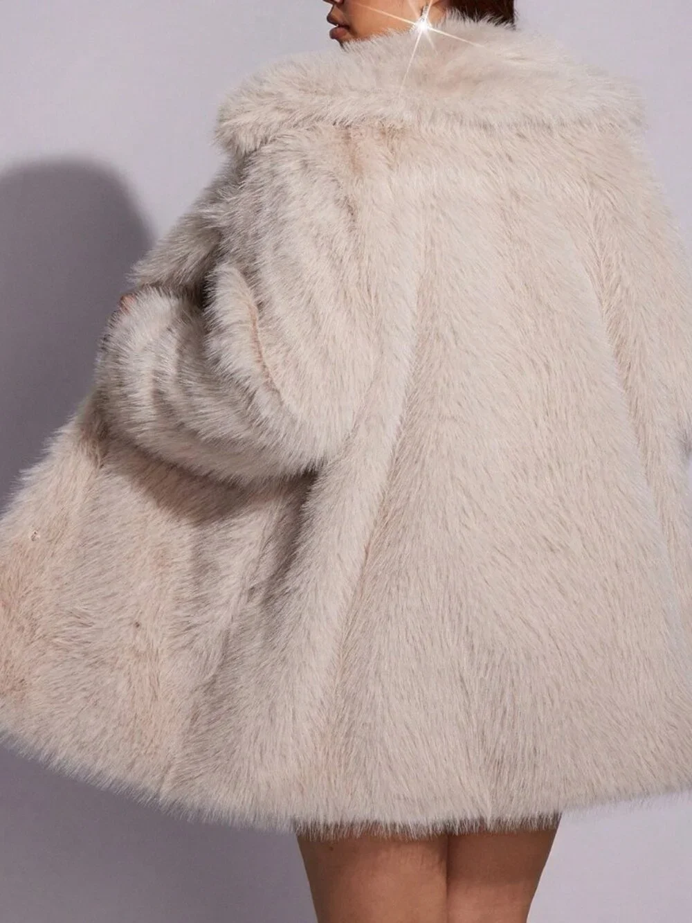 Light Grey Casual Women's Plus Size Mid-Length Faux Fur Coat